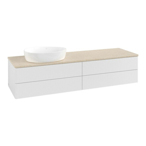V&B Waschtischunterschrank mit Frontstruktur -Beleuchtung Antao 160x50cm, WBP-farbe botti., glo wh. Lac