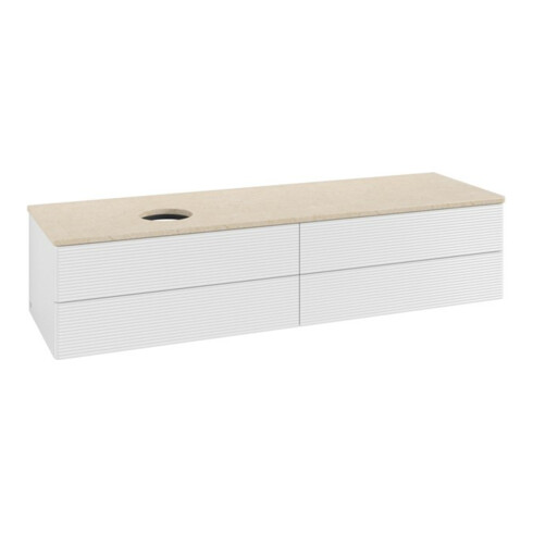 V&B Waschtischunterschrank mit Frontstruktur -Beleuchtung Antao 160x50cm, WBP-farbe botti., glo wh. Lac