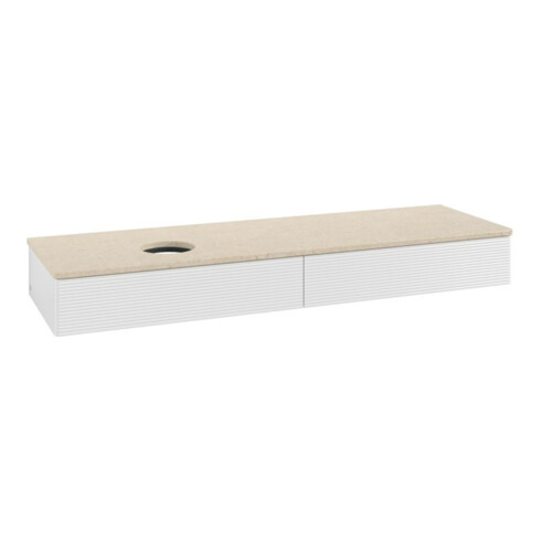 V&B Waschtischunterschrank mit Frontstruktur -Beleuchtung Antao 160x50cm, WBP-farbe botti., glo wh. Lac
