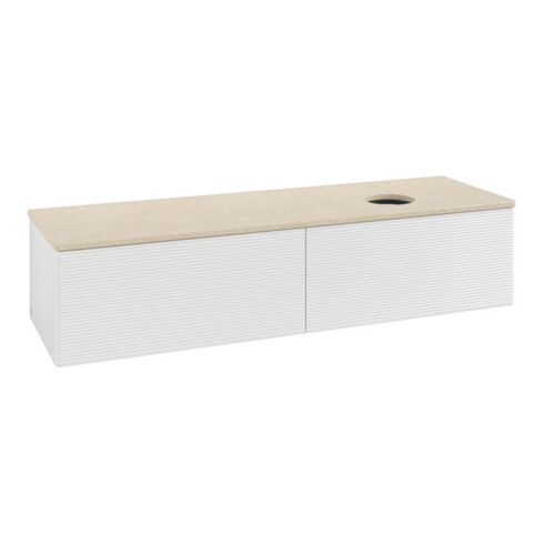 V&B Waschtischunterschrank mit Frontstruktur -Beleuchtung Antao 160x50cm, WBP-farbe botti., glo wh. Lac