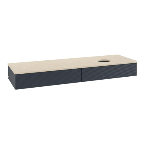 V&B Waschtischunterschrank mit Frontstruktur -Beleuchtung Antao 160x50cm, WBP-farbe botti., md bl. m Lac