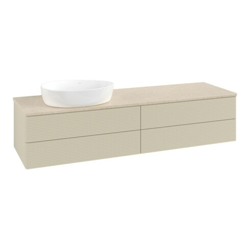 V&B Waschtischunterschrank mit Frontstruktur -Beleuchtung Antao 160x50cm, WBP-farbe botti., si Gr m Lac