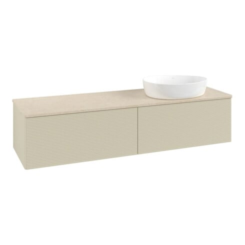 V&B Waschtischunterschrank mit Frontstruktur -Beleuchtung Antao 160x50cm, WBP-farbe botti., si Gr m Lac
