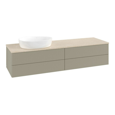 V&B Waschtischunterschrank mit Frontstruktur -Beleuchtung Antao 160x50cm, WBP-farbe botti., st. Gr m Lac