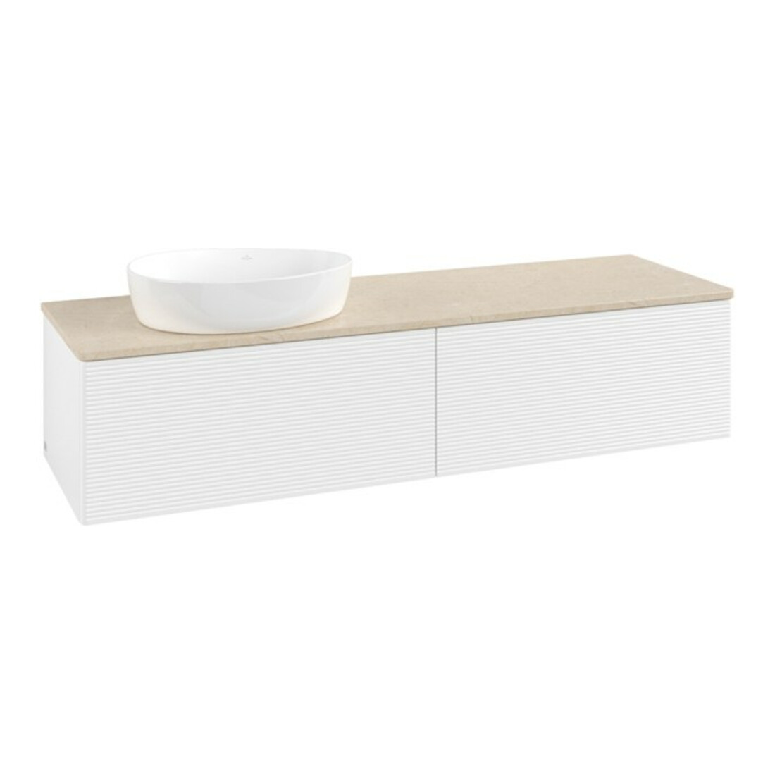 V&B Waschtischunterschrank mit Frontstruktur -Beleuchtung Antao 160x50cm, WBP-farbe botti., wh. m Lac