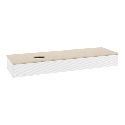 V&B Waschtischunterschrank mit Frontstruktur -Beleuchtung Antao 160x50cm, WBP-farbe botti., wh. m Lac