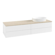 V&B Waschtischunterschrank mit Frontstruktur -Beleuchtung Antao 160x50cm, WBP-farbe botti., wh. m Lac
