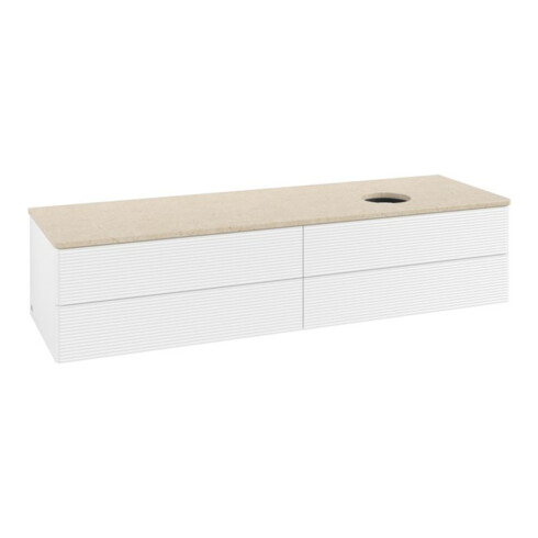 V&B Waschtischunterschrank mit Frontstruktur -Beleuchtung Antao 160x50cm, WBP-farbe botti., wh. m Lac