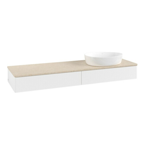 V&B Waschtischunterschrank mit Frontstruktur -Beleuchtung Antao 160x50cm, WBP-farbe botti., wh. m Lac