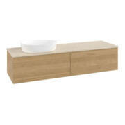 V&B Waschtischunterschrank mit Frontstruktur -Beleuchtung Antao 160x50cm, WBP-farbe botticino, honey oak-3