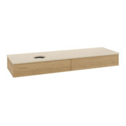 V&B Waschtischunterschrank mit Frontstruktur -Beleuchtung Antao 160x50cm, WBP-farbe botticino, honey oak