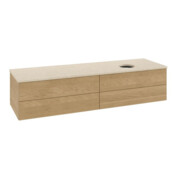 V&B Waschtischunterschrank mit Frontstruktur -Beleuchtung Antao 160x50cm, WBP-farbe botticino, honey oak