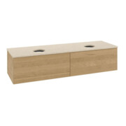V&B Waschtischunterschrank mit Frontstruktur -Beleuchtung Antao 160x50cm, WBP-farbe botticino, honey oak-3