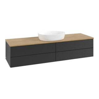 V&B Waschtischunterschrank mit Frontstruktur -Beleuchtung Antao 160x50cm, WBP-farbe hon. Oa, bla m Lac