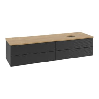 V&B Waschtischunterschrank mit Frontstruktur -Beleuchtung Antao 160x50cm, WBP-farbe hon. Oa, bla m Lac