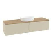 V&B Waschtischunterschrank mit Frontstruktur -Beleuchtung Antao 160x50cm, WBP-farbe hon. Oa, si Gr m Lac-3