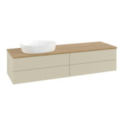 V&B Waschtischunterschrank mit Frontstruktur -Beleuchtung Antao 160x50cm, WBP-farbe hon. Oa, si Gr m Lac
