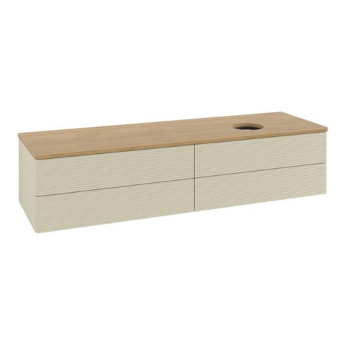 V&B Waschtischunterschrank mit Frontstruktur -Beleuchtung Antao 160x50cm, WBP-farbe hon. Oa, si Gr m Lac