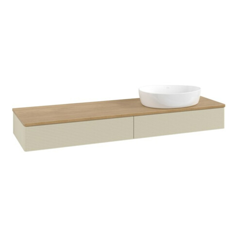 V&B Waschtischunterschrank mit Frontstruktur -Beleuchtung Antao 160x50cm, WBP-farbe hon. Oa, si Gr m Lac