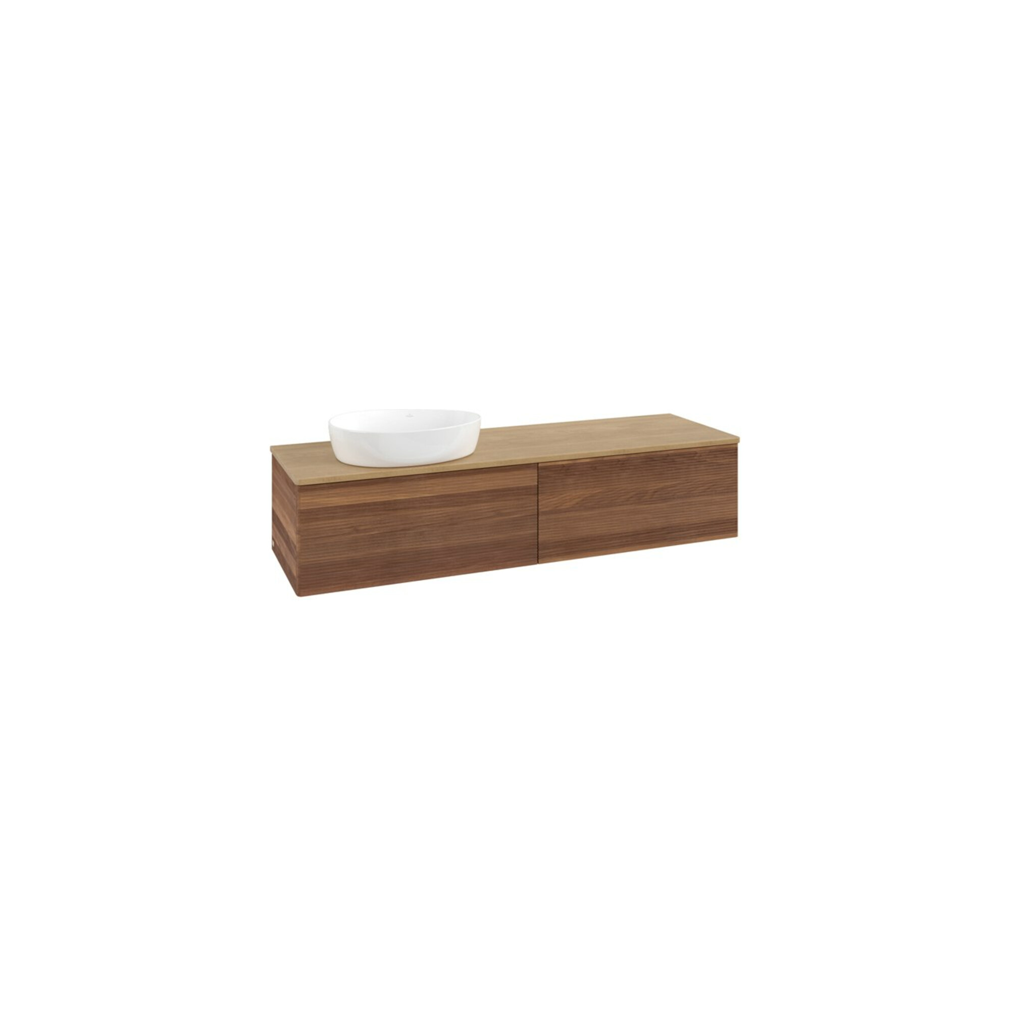 V&B Waschtischunterschrank mit Frontstruktur -Beleuchtung Antao 160x50cm, WBP-farbe hon. Oa, warm walnut ; Villeroy & Boch
