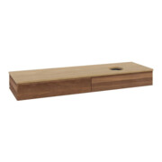V&B Waschtischunterschrank mit Frontstruktur -Beleuchtung Antao 160x50cm, WBP-farbe hon. Oa, warm walnut