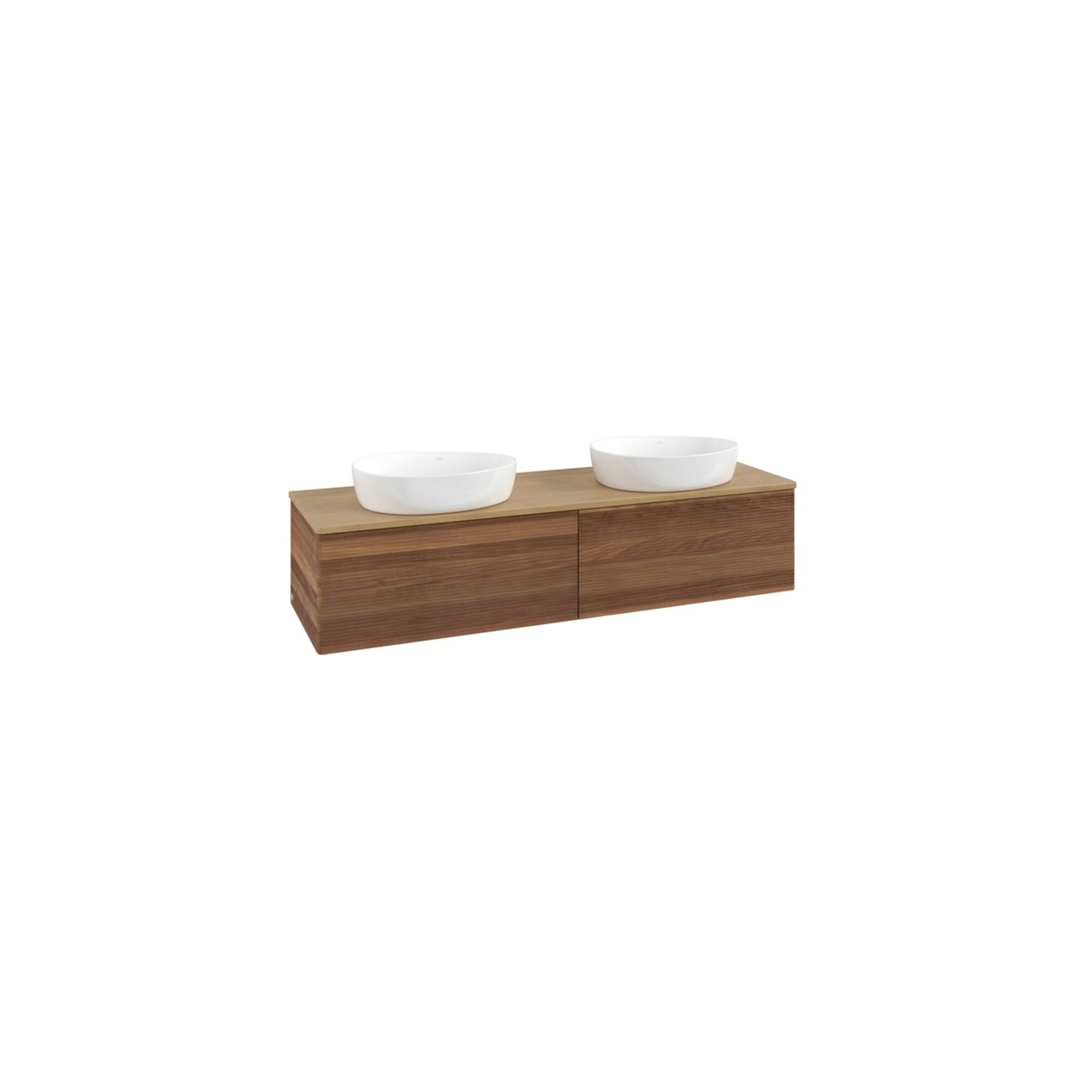 V&B Waschtischunterschrank mit Frontstruktur -Beleuchtung Antao 160x50cm, WBP-farbe hon. Oa, warm walnut ; Villeroy & Boch