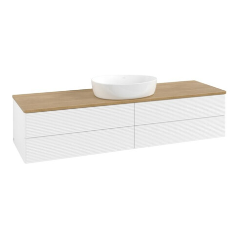 V&B Waschtischunterschrank mit Frontstruktur -Beleuchtung Antao 160x50cm, WBP-farbe hon. Oa, wh. m Lac