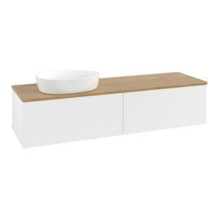 V&B Waschtischunterschrank mit Frontstruktur -Beleuchtung Antao 160x50cm, WBP-farbe hon. Oa, wh. m Lac