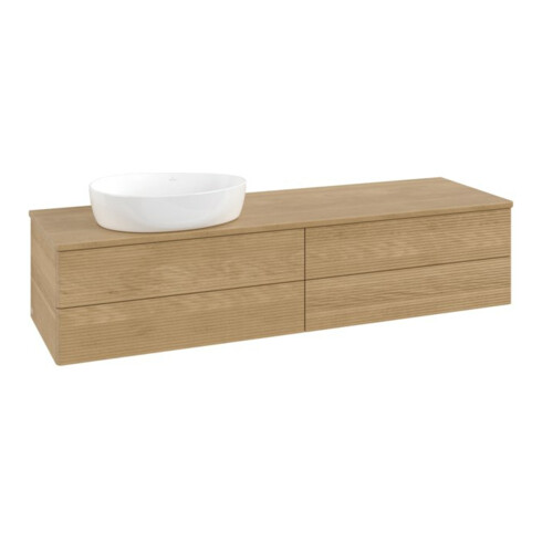 V&B Waschtischunterschrank mit Frontstruktur -Beleuchtung Antao 160x50cm, WBP-farbe honey oak, honey oak