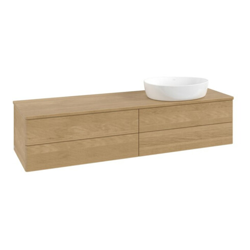 V&B Waschtischunterschrank mit Frontstruktur -Beleuchtung Antao 160x50cm, WBP-farbe honey oak, honey oak