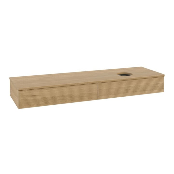 V&B Waschtischunterschrank mit Frontstruktur -Beleuchtung Antao 160x50cm, WBP-farbe honey oak, honey oak