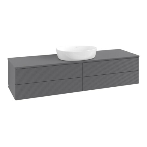 V&B Waschtischunterschrank mit Frontstruktur -Beleuchtung Antao 160x50cm, WBP-farbe Lac, Anthrac. m Lac