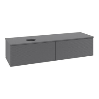 V&B Waschtischunterschrank mit Frontstruktur -Beleuchtung Antao 160x50cm, WBP-farbe Lac, Anthrac. m Lac
