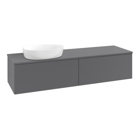 V&B Waschtischunterschrank mit Frontstruktur -Beleuchtung Antao 160x50cm, WBP-farbe Lac, Anthrac. m Lac