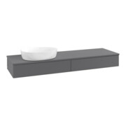 V&B Waschtischunterschrank mit Frontstruktur -Beleuchtung Antao 160x50cm, WBP-farbe Lac, Anthrac. m Lac