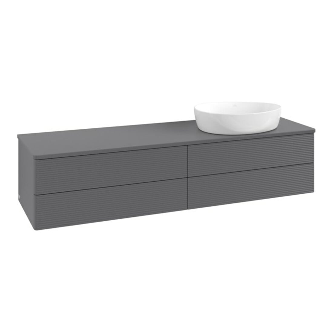 V&B Waschtischunterschrank mit Frontstruktur -Beleuchtung Antao 160x50cm, WBP-farbe Lac, Anthrac. m Lac