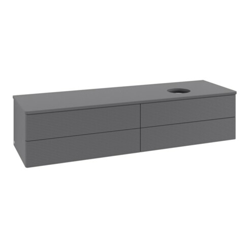 V&B Waschtischunterschrank mit Frontstruktur -Beleuchtung Antao 160x50cm, WBP-farbe Lac, Anthrac. m Lac