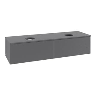 V&B Waschtischunterschrank mit Frontstruktur -Beleuchtung Antao 160x50cm, WBP-farbe Lac, Anthrac. m Lac