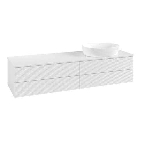 V&B Waschtischunterschrank mit Frontstruktur -Beleuchtung Antao 160x50cm, WBP-farbe Lac, glo wh. lacquer