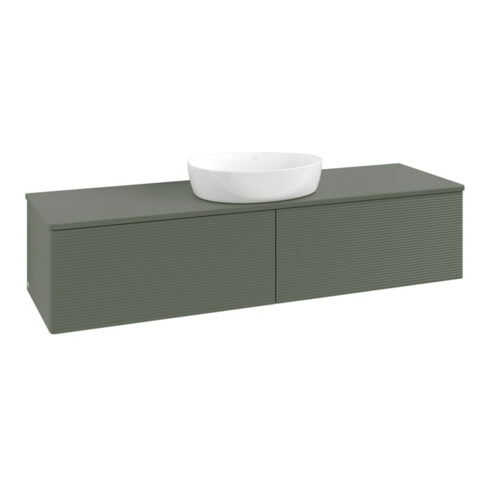 V&B Waschtischunterschrank mit Frontstruktur -Beleuchtung Antao 160x50cm, WBP-farbe Lac, lea gre. m Lac