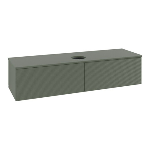 V&B Waschtischunterschrank mit Frontstruktur -Beleuchtung Antao 160x50cm, WBP-farbe Lac, lea gre. m Lac