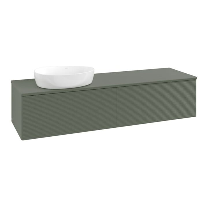 V&B Waschtischunterschrank mit Frontstruktur -Beleuchtung Antao 160x50cm, WBP-farbe Lac, lea gre. m Lac