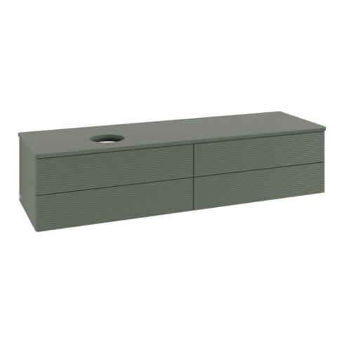 V&B Waschtischunterschrank mit Frontstruktur -Beleuchtung Antao 160x50cm, WBP-farbe Lac, lea gre. m Lac