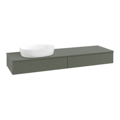 V&B Waschtischunterschrank mit Frontstruktur -Beleuchtung Antao 160x50cm, WBP-farbe Lac, lea gre. m Lac