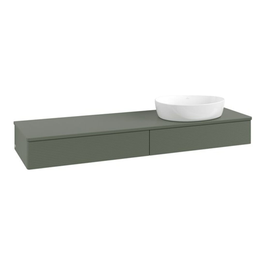 V&B Waschtischunterschrank mit Frontstruktur -Beleuchtung Antao 160x50cm, WBP-farbe Lac, lea gre. m Lac