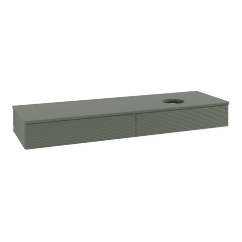 V&B Waschtischunterschrank mit Frontstruktur -Beleuchtung Antao 160x50cm, WBP-farbe Lac, lea gre. m Lac