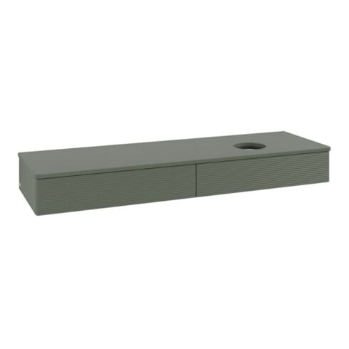 V&B Waschtischunterschrank mit Frontstruktur -Beleuchtung Antao 160x50cm, WBP-farbe Lac, lea gre. m Lac