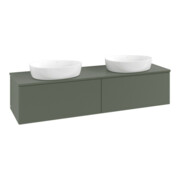 V&B Waschtischunterschrank mit Frontstruktur -Beleuchtung Antao 160x50cm, WBP-farbe Lac, lea gre. m Lac