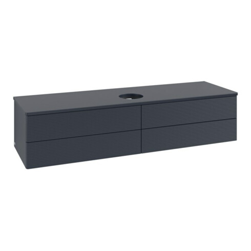 V&B Waschtischunterschrank mit Frontstruktur -Beleuchtung Antao 160x50cm, WBP-farbe Lac, md bl. m Lac