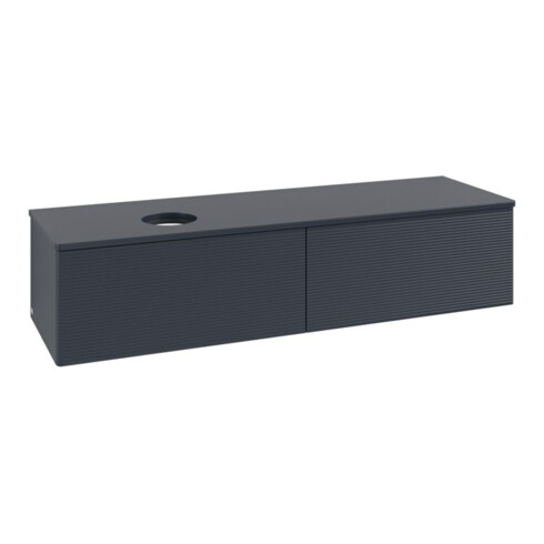 V&B Waschtischunterschrank mit Frontstruktur -Beleuchtung Antao 160x50cm, WBP-farbe Lac, md bl. m Lac